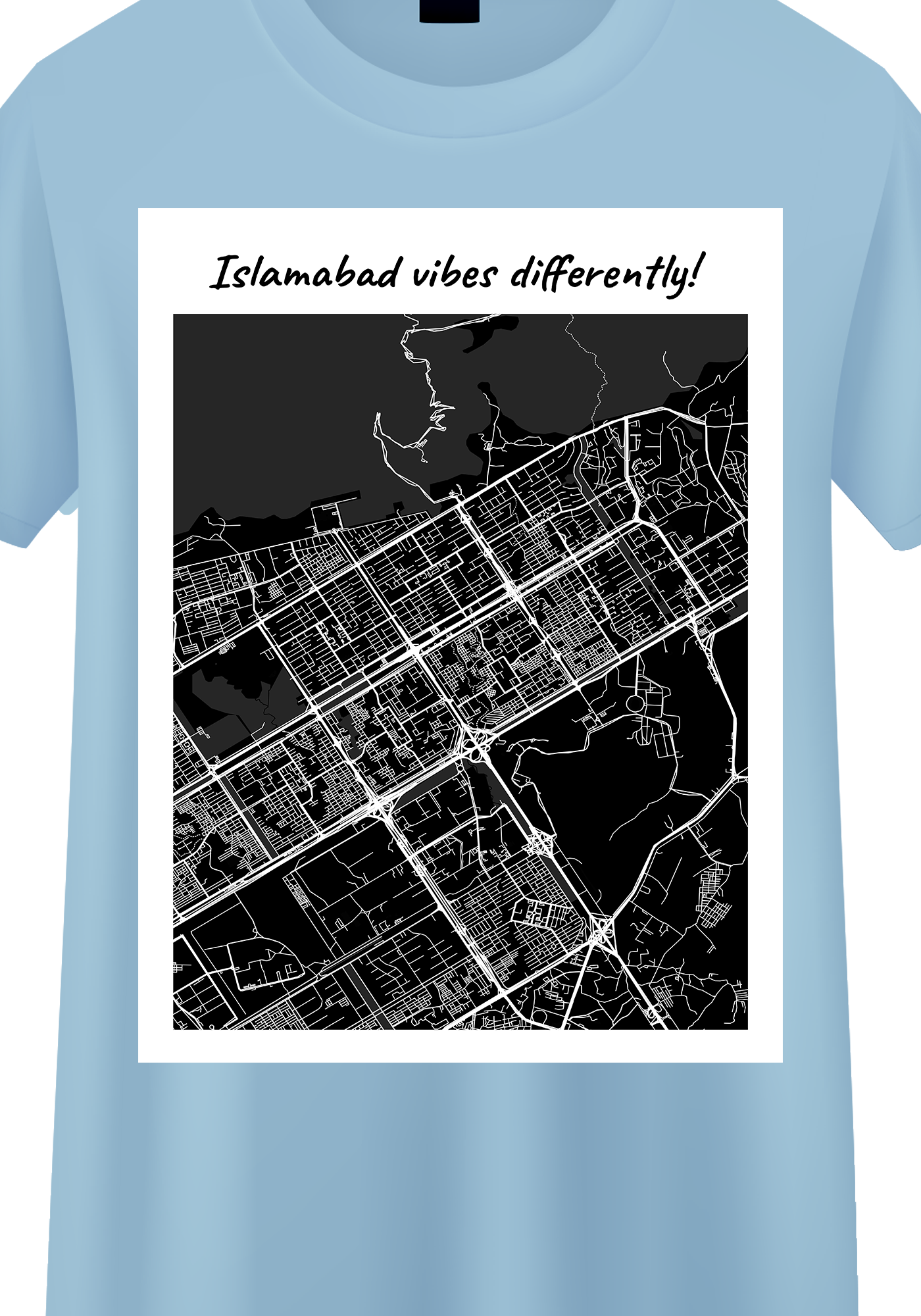 Islamabad City Map Unisex T Shirt (Customizable)