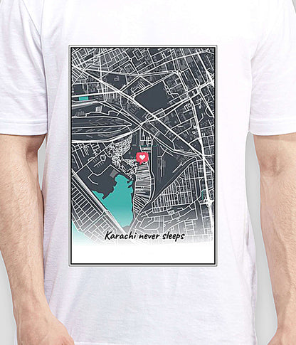 Karachi City Map Unisex T-Shirt  (Customizable)