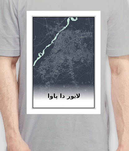 Lahore City Map Unisex T-Shirt (Customizable)