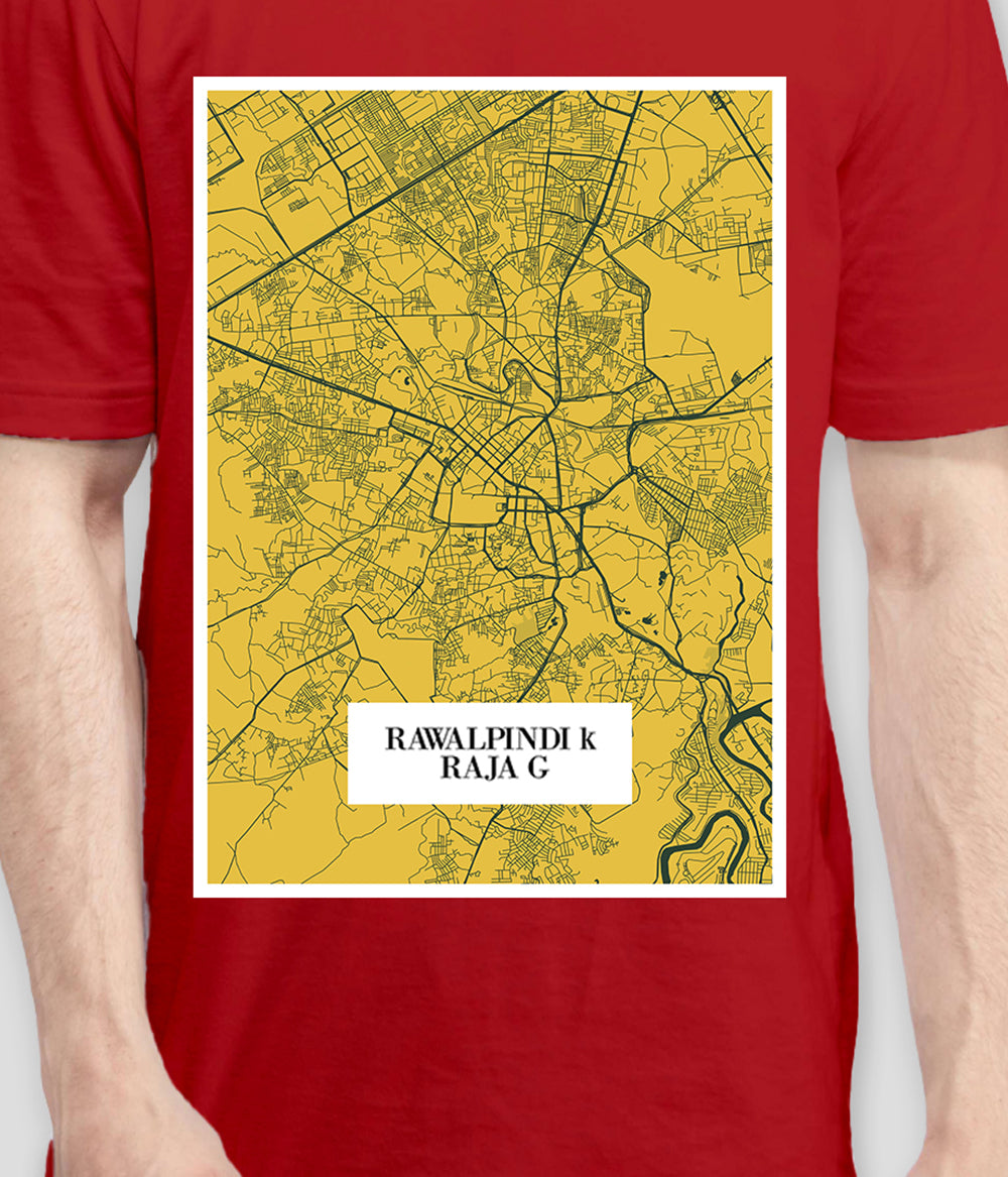 Rawalpindi City Map Unisex T Shirt (Customizable)