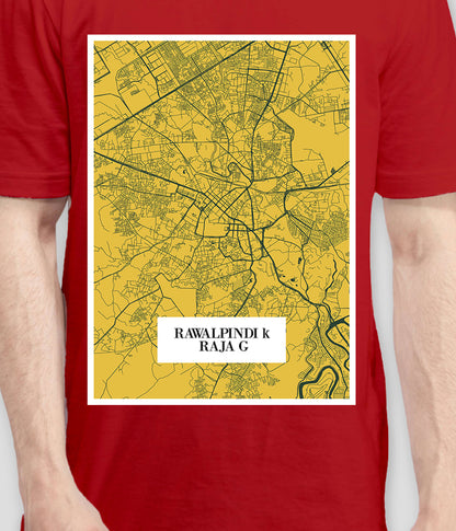 Rawalpindi City Map Unisex T Shirt (Customizable)