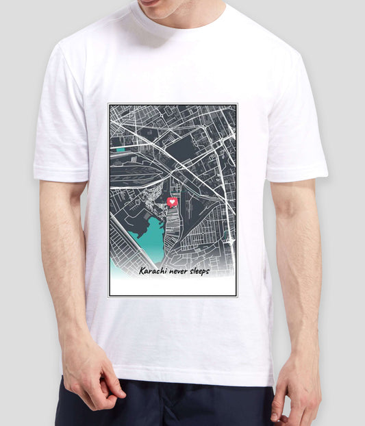 Karachi City Map Unisex T-Shirt  (Customizable)