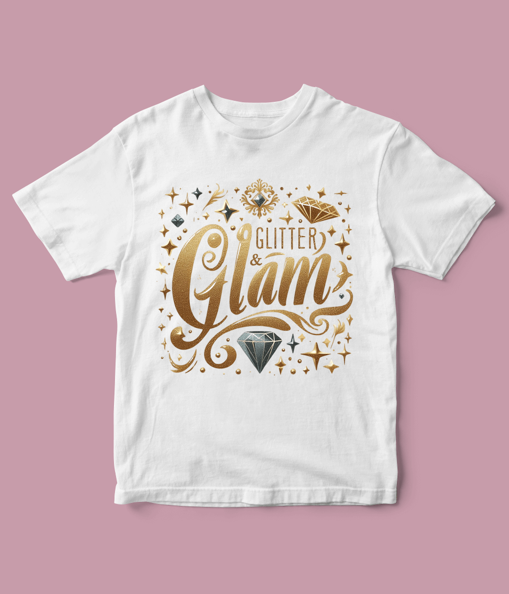 white Glitter Glam T Shirt for Girls