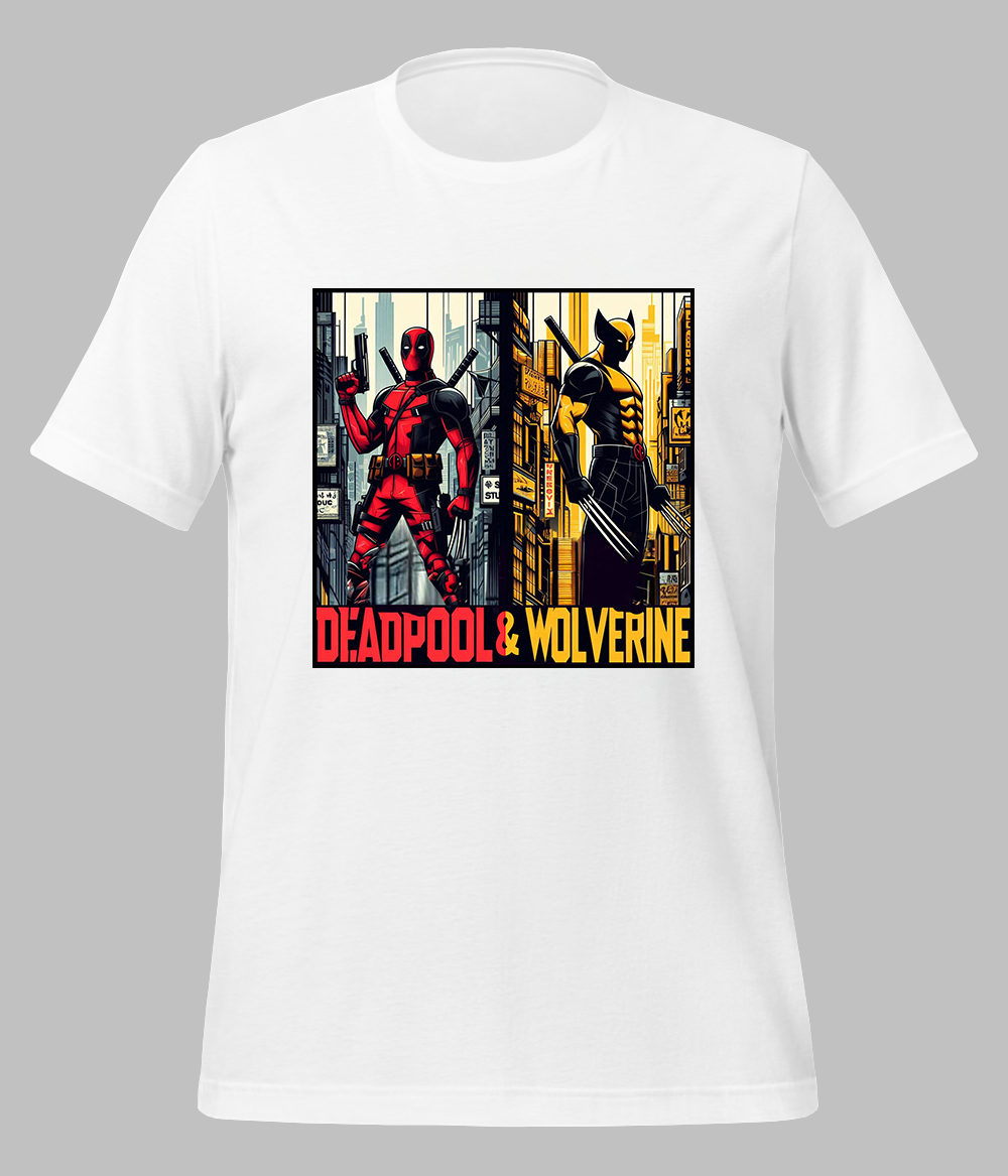 White Deadpool and Wolverine T-Shirt for Men