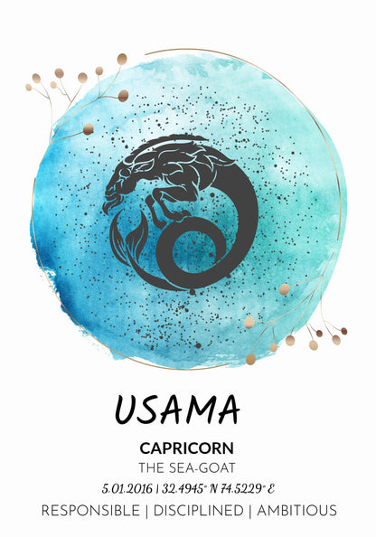 Personalized Celestial Horoscope Frame | Unique Zodiac Art