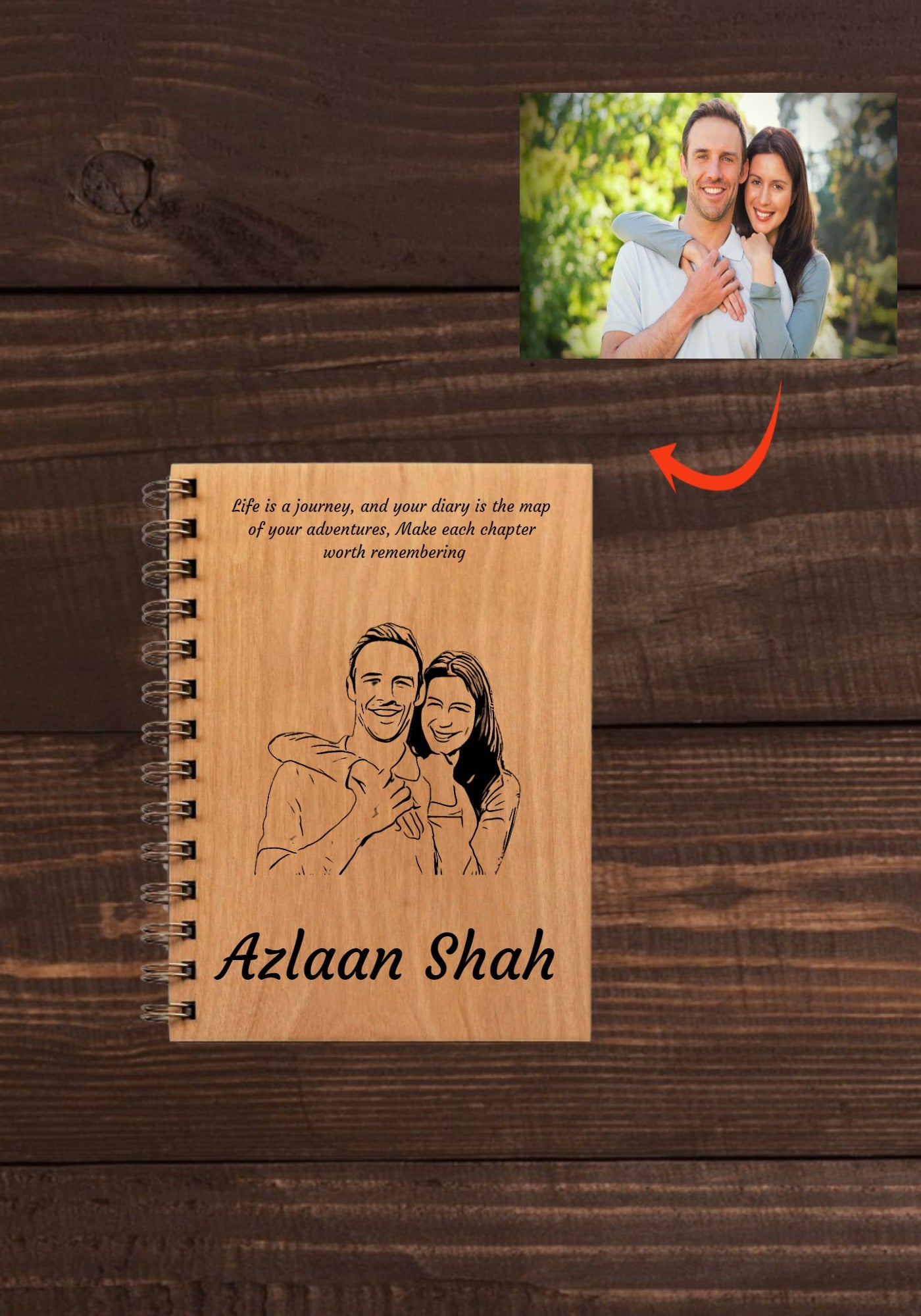 Engraved Wooden Diary