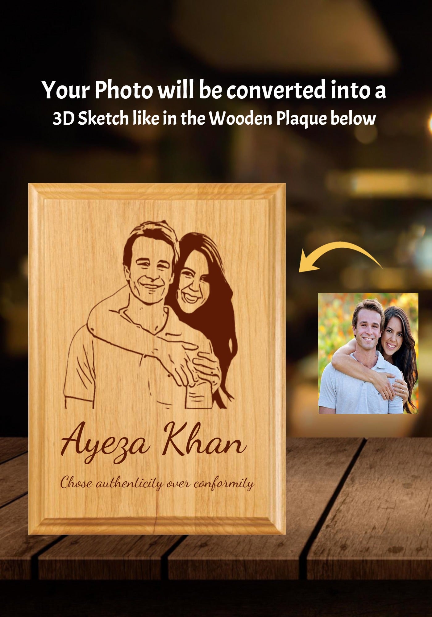 Wooden Couple Picture Frame